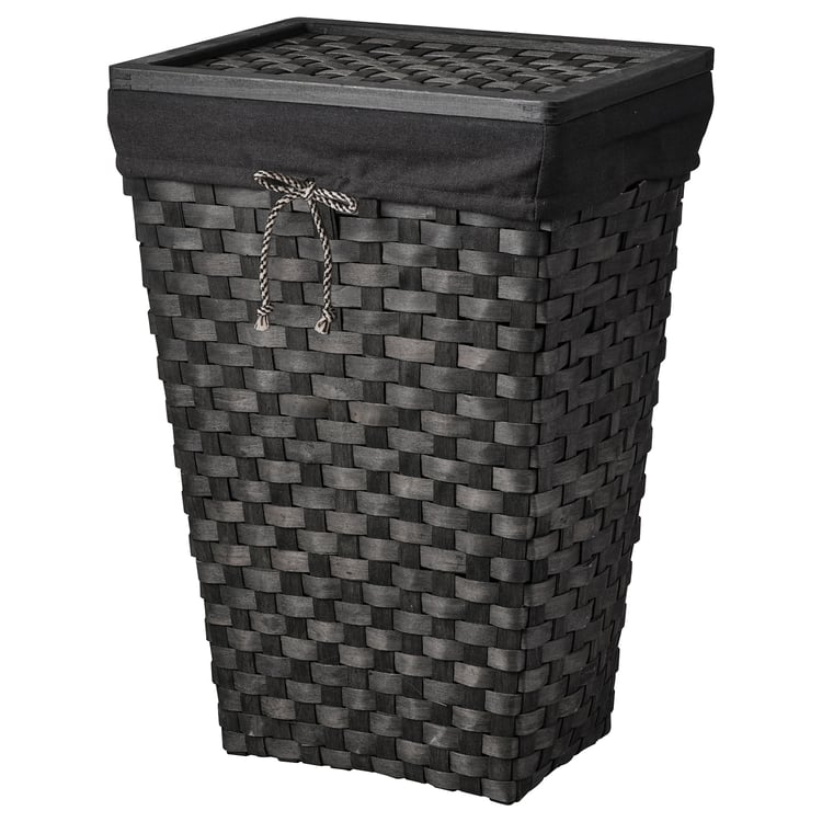 KNARRA laundry basket with lining, black/brown IKEA