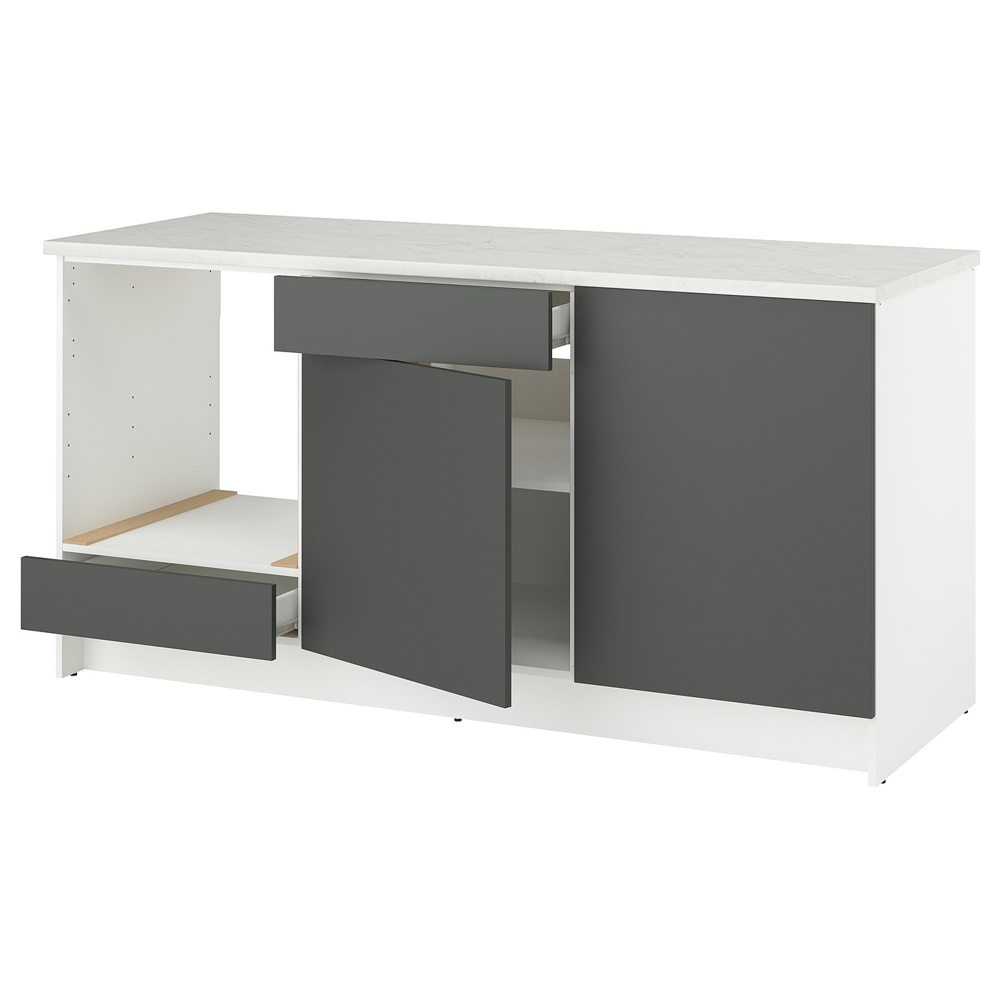 KNOXHULT Base cabinet with doors and drawer - dark grey 180 cm