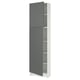 A KNOXHULT high kitchen cabinet in grey and white, featuring adjustable shelves.