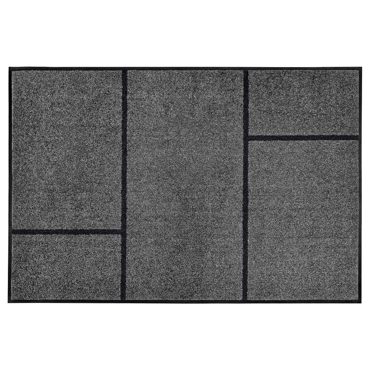KÖGE Door mat, grey, black, 102x152 cm IKEA