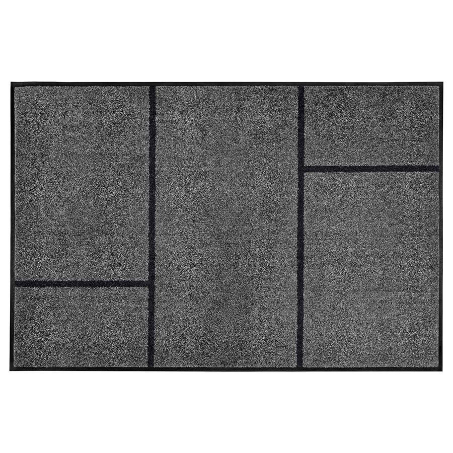 KÖGE Door mat, grey, black, 102x152 cm IKEA