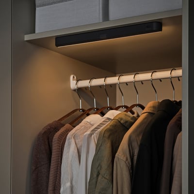 KÖLVATTEN LED lighting with sensor, grey/battery-operated, 30 cm