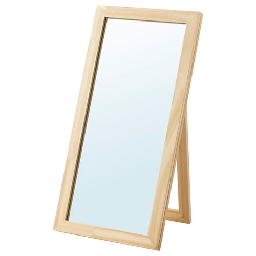 Kompis hungary light wood floor mirror, rectangular, simple design.