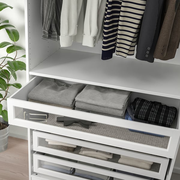 KOMPLEMENT Drawer with framed glass front, white, 100x58 cm