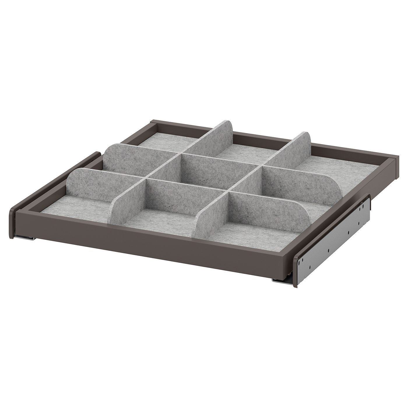 KOMPLEMENT Pull-out tray with divider - dark grey/light grey 50x58 cm
