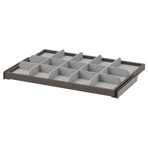 KOMPLEMENT pullout tray with divider, dark grey/light grey, 75x58 cm