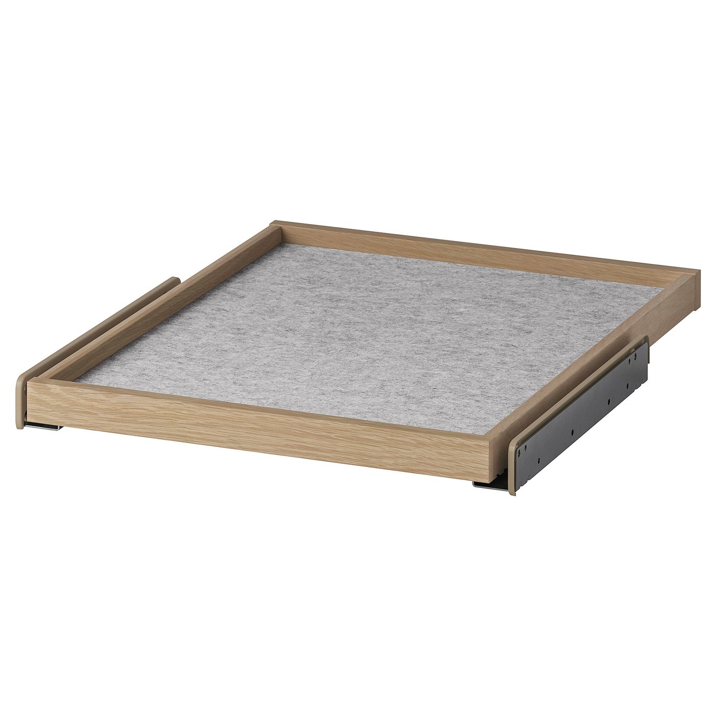 KOMPLEMENT Pull-out tray with drawer mat - white stained oak effect/light grey 50x58 cm