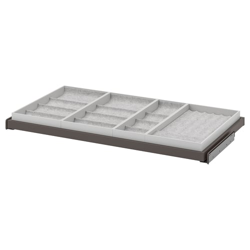 KOMPLEMENT sliding organiser tray with felt lining for small accessories.
