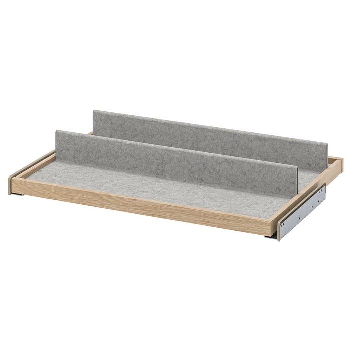 KOMPLEMENT pullout tray with shoe insert, white stained oak effect