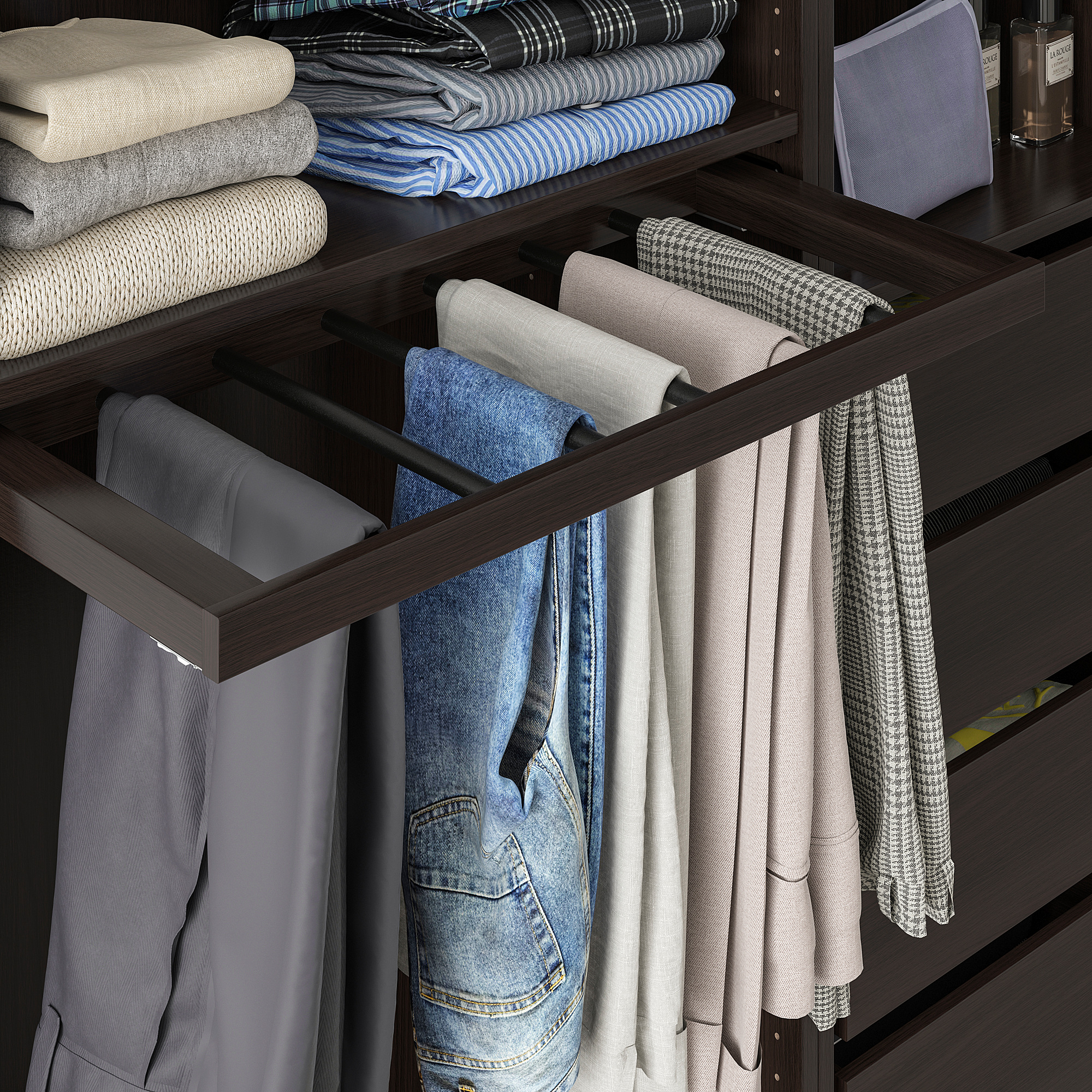 KOMPLEMENT Pullout trouser hanger, blackbrown, 75x35 cm IKEA