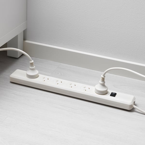 KOPPLA 6-way socket, earthed white, 1.5 m