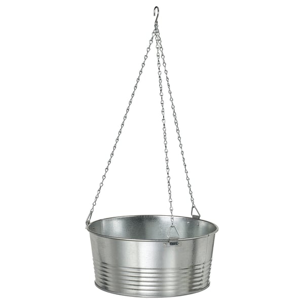 KORKGRAN Hanging planter, in/outdoor/galvanised, 27 cm