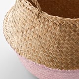 KRALLIG Basket, sedge natural/pink, 25 cm