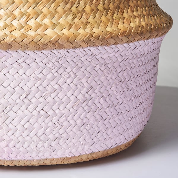 KRALLIG Basket, sedge natural/pink, 25 cm