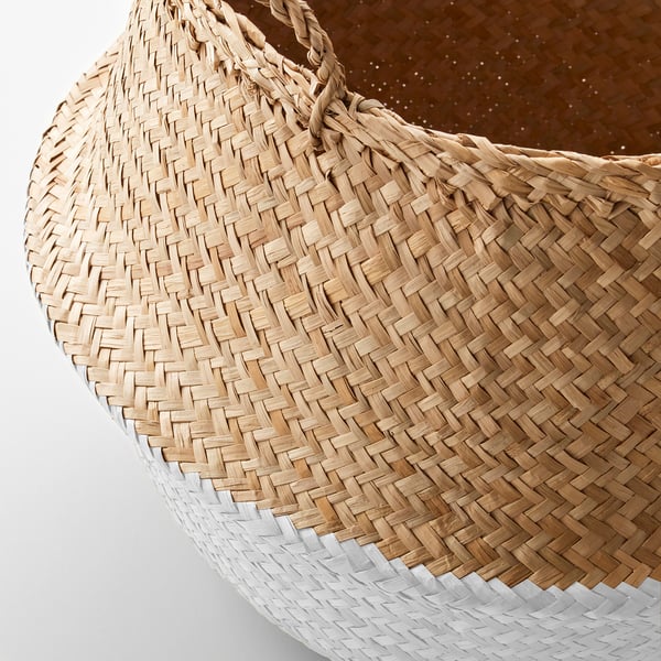 KRALLIG Basket, sedge natural/white, 25 cm