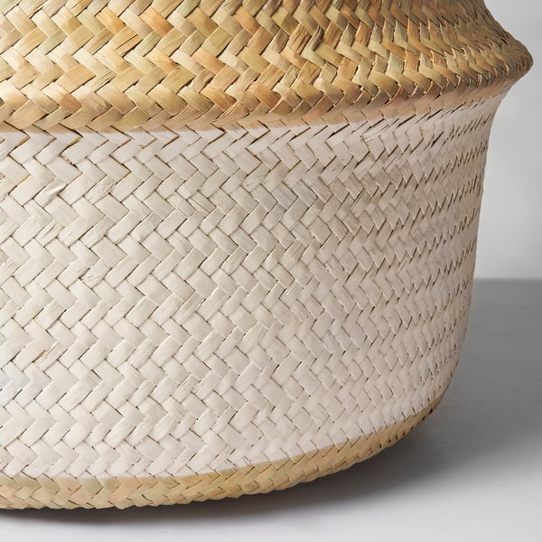 KRALLIG Basket, sedge natural/white, 25 cm