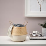 KRALLIG Basket, sedge natural/white, 25 cm