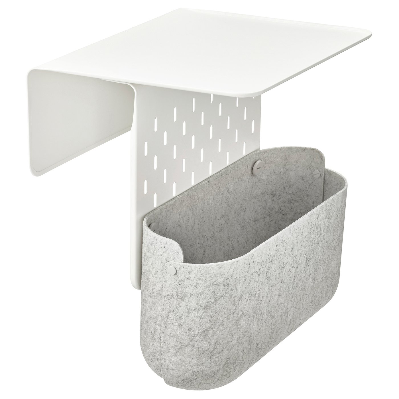 KRAMPHULT / SKÅDIS Armrest tray with storage basket - white metal/grey