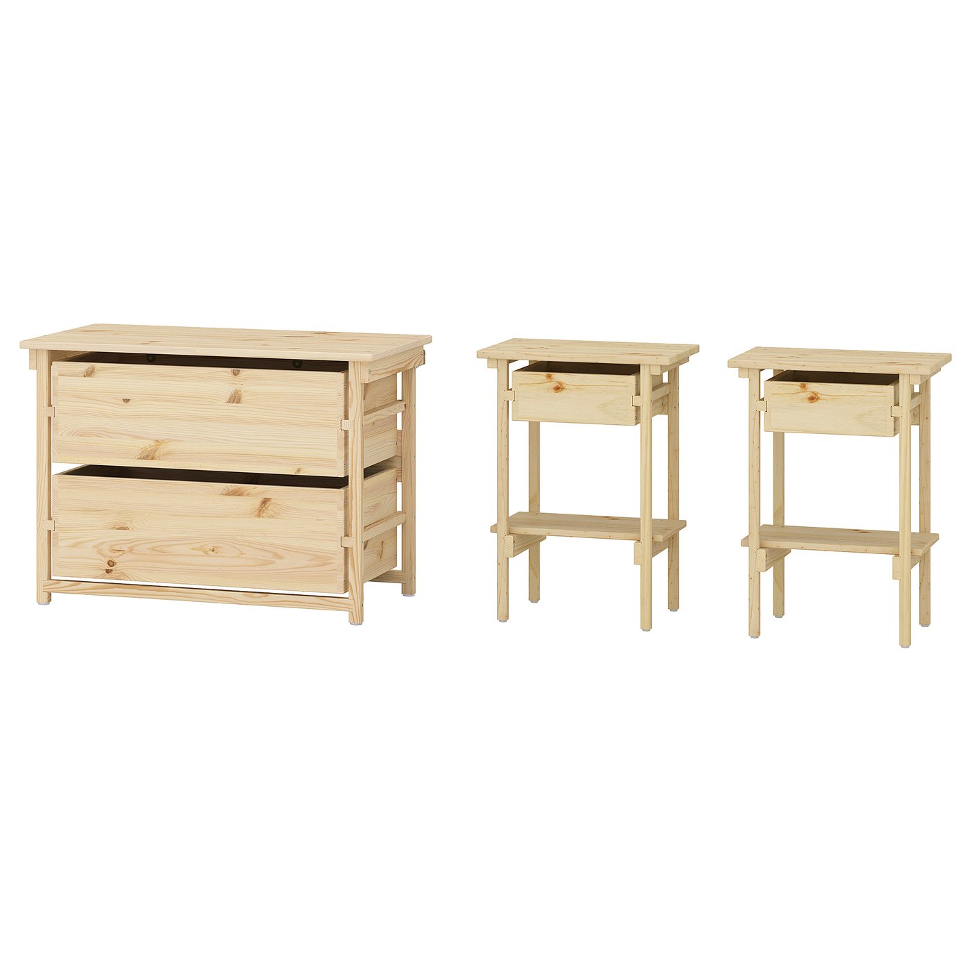KRONÖREN Bedroom furniture, set of 3 - pine