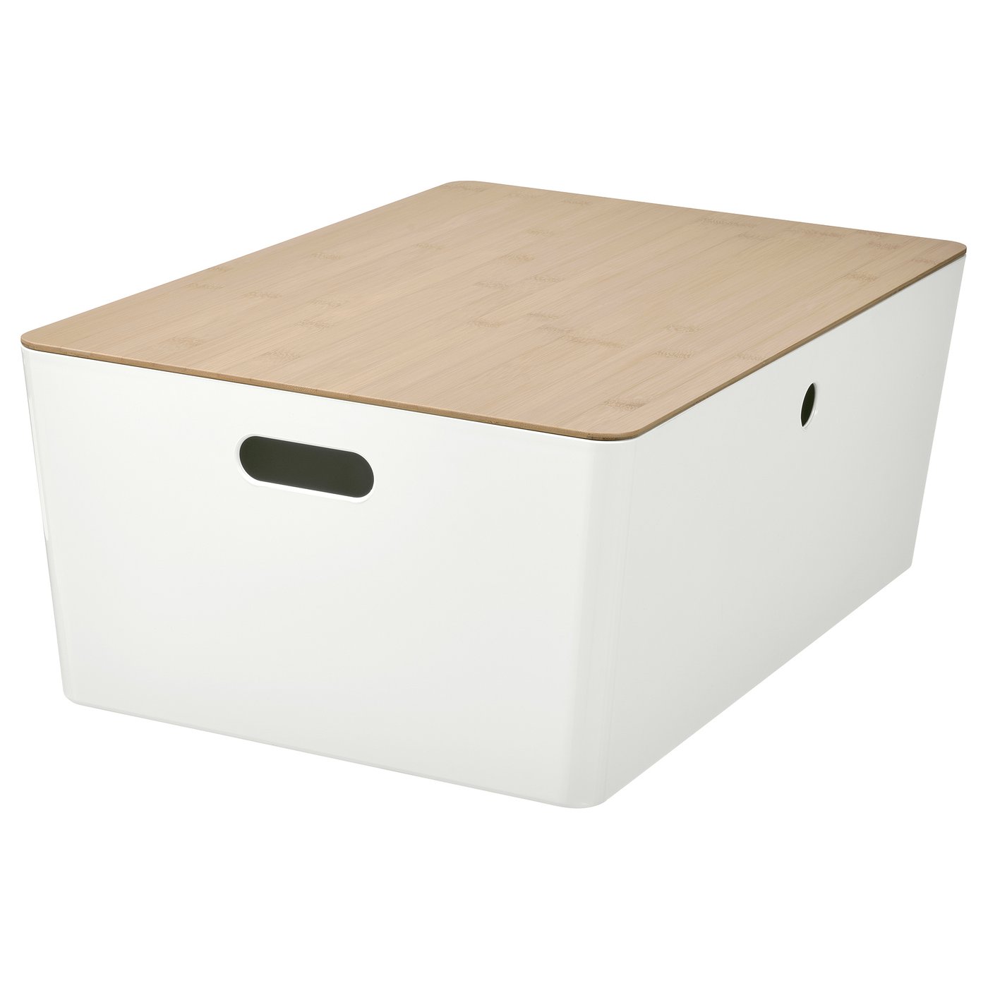KUGGIS box with lid, white/bamboo, 37x54x21 cm - IKEA