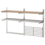 KUNGSFORS Susp rail/shlf/mgnt knf rk/wll grid, stainless steel/ash veneer