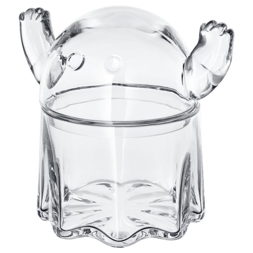 KUSTFYR Bowl with lid, ghost clear glass, 13 cm