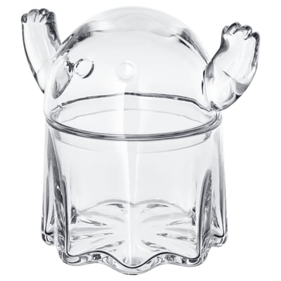 KUSTFYR Bowl with lid, ghost clear glass, 13 cm