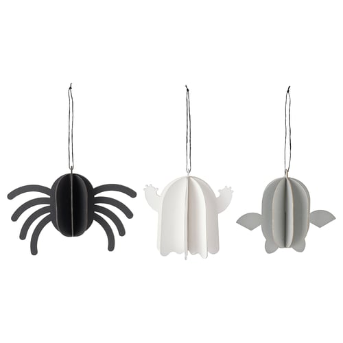KUSTFYR Hanging decoration, set of 3, mixed shapes