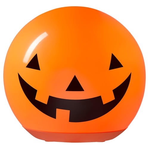 KUSTFYR LED table lamp, pumpkin/battery-operated orange