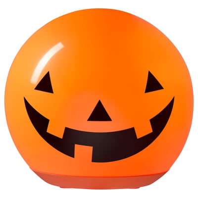 KUSTFYR LED table lamp, pumpkin/battery-operated orange