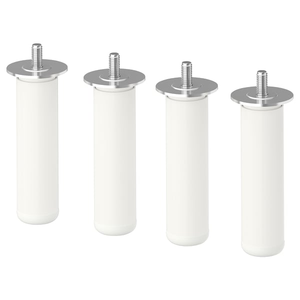 LÄTTHET Leg, white/metal, 11 cm