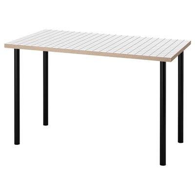 LAGKAPTEN rectangle table. Light wood top, black legs. Modern, minimalist design. Ideal for small spaces.