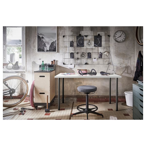 LAGKAPTEN / ADILS Desk, white/black, 140x60 cm