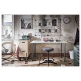 LAGKAPTEN / ADILS Desk, white/black, 140x60 cm