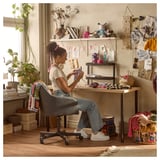 LAGKAPTEN / ADILS Desk, white stained oak effect/black, 140x60 cm