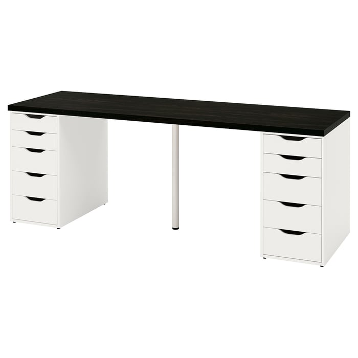 LAGKAPTEN / ALEX desk, blackbrown/white, 200x60 cm IKEA