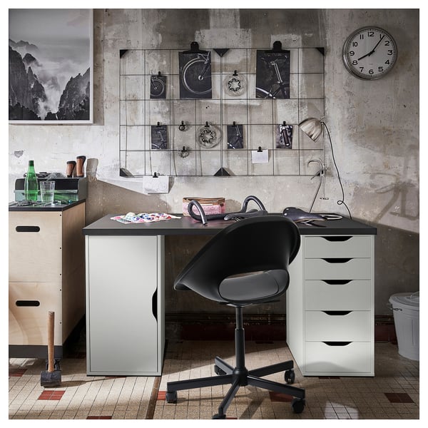 LAGKAPTEN / ALEX Desk, dark grey/white, 140x60 cm IKEA