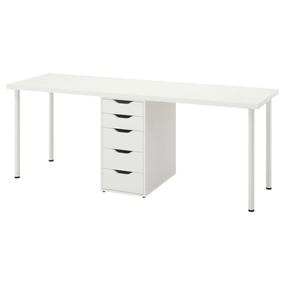 LAGKAPTEN / ALEX Desk, white, 200x60 cm