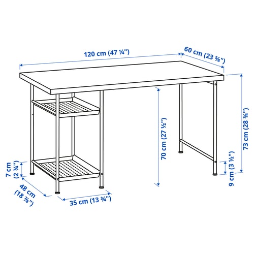 LAGKAPTEN / SPÄND Desk, black-brown/white, 120x60 cm