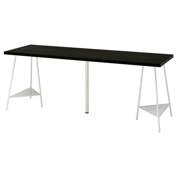 LAGKAPTEN / TILLSLAG Desk, black-brown/white, 200x60 cm