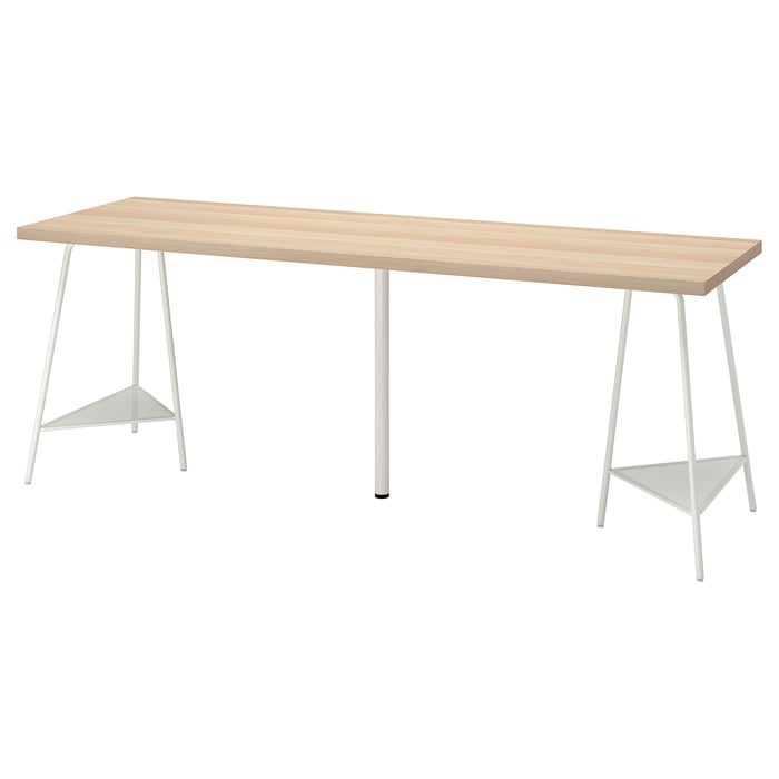 LAGKAPTEN / TILLSLAG desk, white stained oak/white, 200x60 cm IKEA