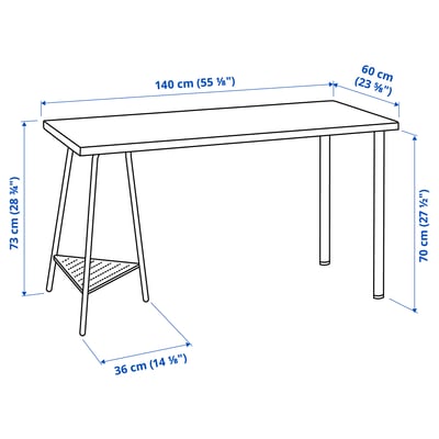 LAGKAPTEN / TILLSLAG Desk, white, 140x60 cm