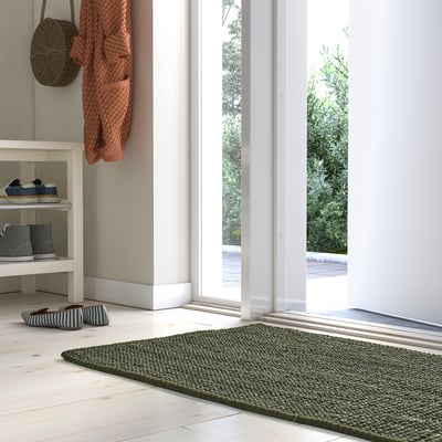 LANDBANA Door mat, dark green, 60x90 cm