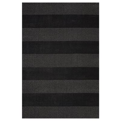 LANDSVÄG Rug, low pile, dark grey, 133x195 cm