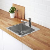 LÅNGUDDEN Inset sink, 1 bowl, stainless steel, 46x46 cm