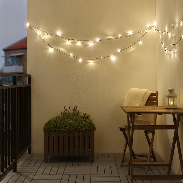 LEDLJUS LED lighting chain with 64 lights, outdoor black