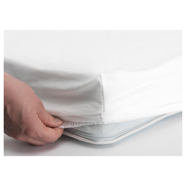 LEN Fitted sheet for cot, white, 70x131 cm