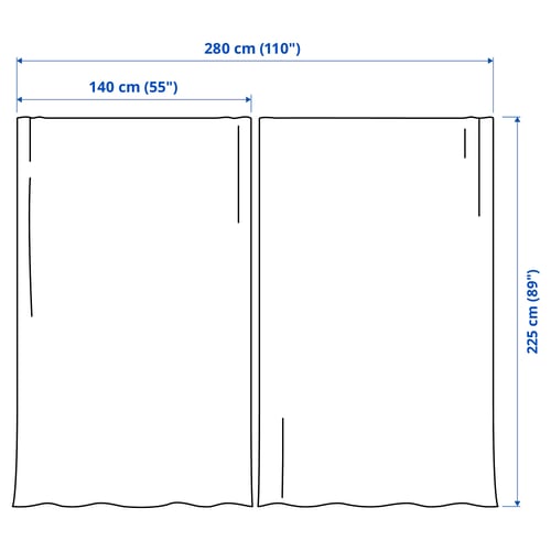 LENDA Curtains with tie-backs, 1 pair, light pink/with heading tape, 140x225 cm