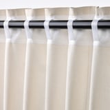 LENDA Curtains with tie-backs, 1 pair, off-white/with heading tape, 140x250 cm