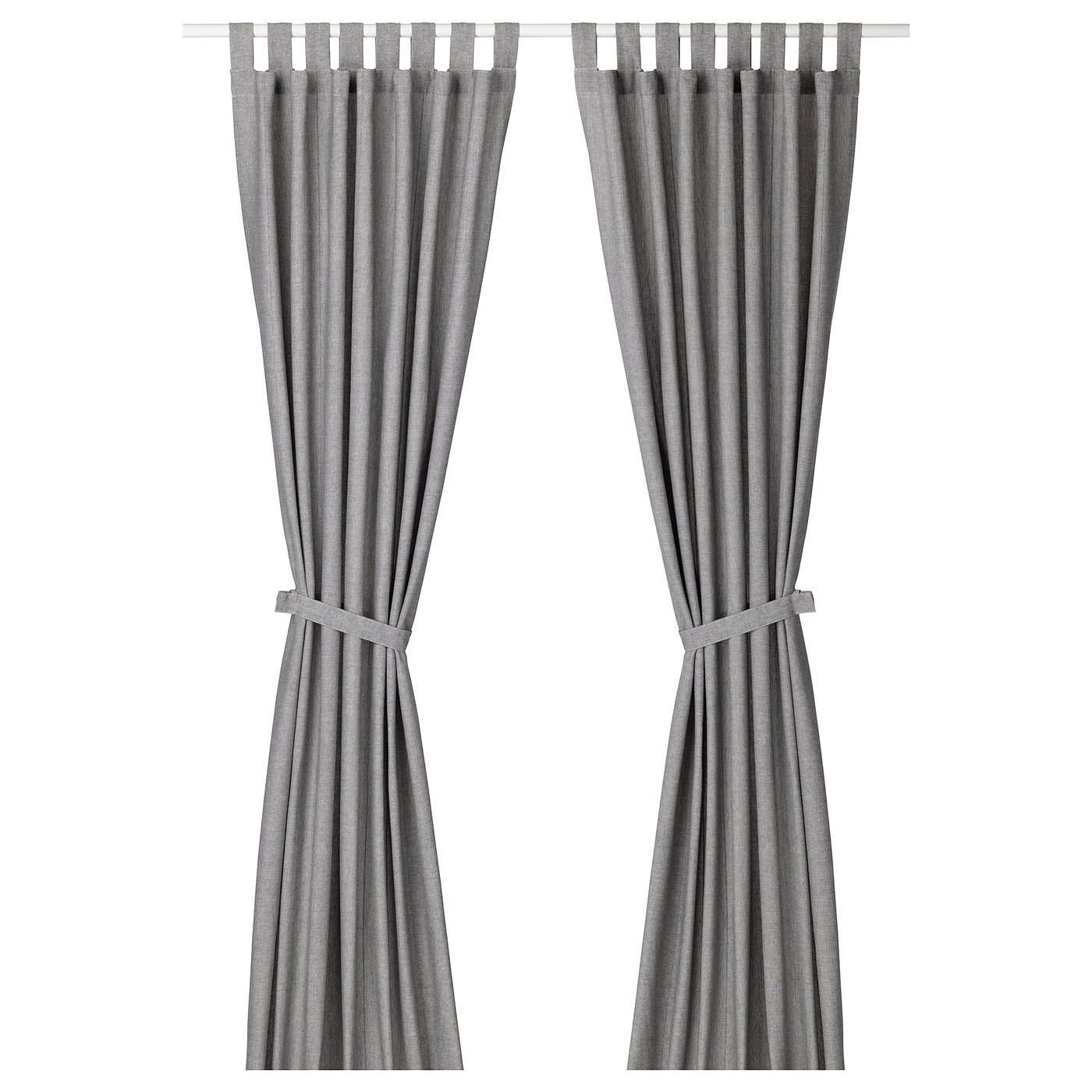 LENDA Curtains with tiebacks, 1 pair, grey, 140x250 cm IKEA